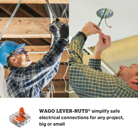 Top Shelf Hella Dependable 3 Conductor Wire Connectors For Solid Stranded Flexible Copper Cables No Sweat Wiring Space Saving Junction Box Splice Kit With Transparent Housing Compact Electrical Terminals 2500 Count Bulk Pack used by electricians for safe wiring connections.