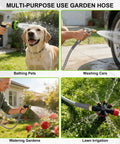 Heavy Duty Burst Resistant Metal Garden Hose With 304 Stainless Steel Outer Shell And Rugged PVC Liner, 3 Feet Long, used for bathing pets, washing cars, watering gardens, and lawn irrigation.