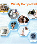 Image showcasing widely compatible devices like RV, refrigerator, phone, and laptop with Heavy Duty Car Power Inverter Dc 12V To Ac 110V.
