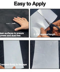 Steps to apply Waterproof Repair Tape For Awning And Canvas 4 Inch By 20 Foot Outdoor Patch Tape For Tents, Boat Covers, Tarps and Sails.
