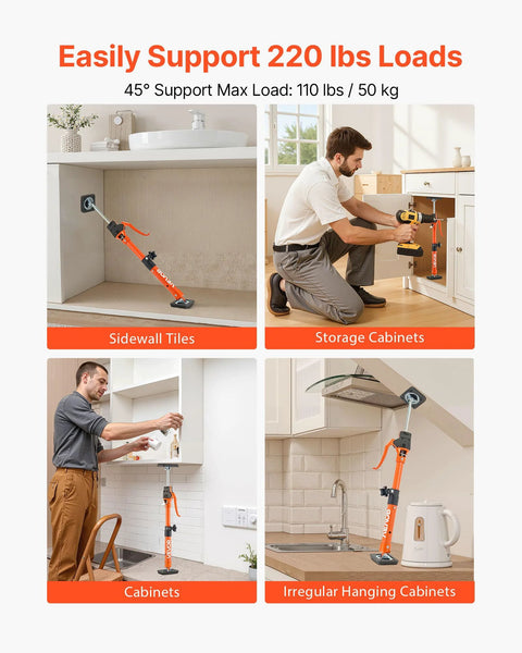 VEVOR cabinet jack support pole, 2-pack, steel telescoping rod, 15.75-23.6 in, for installing cabinets.