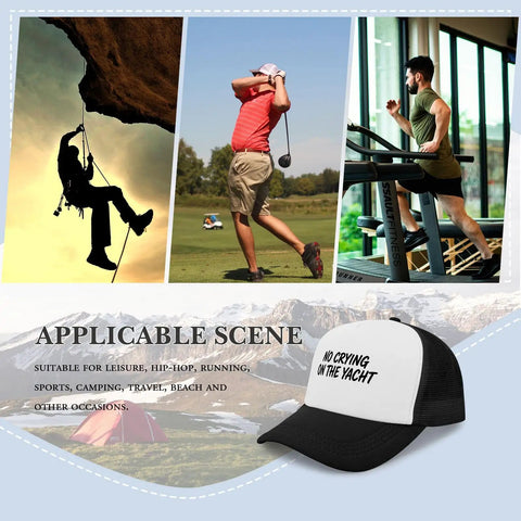 Lightweight Breathable Dad Hat For Men With Ventilated Crown And Fun No Crying On The Yacht Theme; sports and outdoor activities.