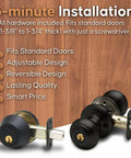 Colonial Door Knob Set With Keyed Alike Deadbolt Black Smudge Resistant Finish Easy Screwdriver Install Concealed Screws