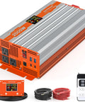 Workhorse 2000W Pure Sine Wave Inverter For RVs And Trucks, 12V DC To 120V AC Converter, shown with remote and cables