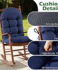 Rocking Chair Cushions For Indoor And Outdoor Use 44 By 19 By 4 Inch Navy Blue Tufted High Back Pad With Ties Waterproof And Fade Resistant