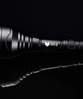 Side view of XB10 Infrared Torch For Night Vision Gear 5W IR Illuminator 940nm With 67mm Aspherical Lens, black metal design.