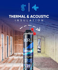 Heavy Duty Spray Foam Insulation With Rapid Hardening Expanding Sealant 12 Pack Of 26.46 Oz Cans in a construction interior for sealing drafts.