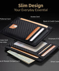 Ultra Slim Front Pocket Wallet For Men, RFID Blocking Credit Card Holder displaying multiple card slots and compartments