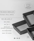 Go To Three Piece Drawer Organizer Bin Set Large Gray BPA Free Durable Plastic With Soft Grip Lining And Non Slip Feet Multi Purpose Storage shown.