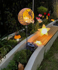 Solar Fairy Garden Lights Moon Star Glass Globe Pathway Stakes Waterproof Outdoor Decor for Patio Yard and Lawn