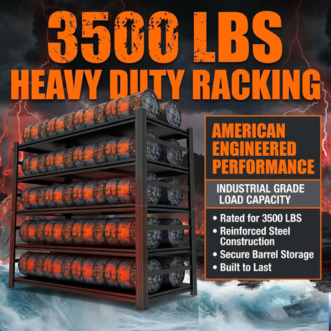 Heavy Duty Steel Storage Shelves With Anti Fall Rails For Maximum Security And Organization, Adjustable Shelves For Garage, Basement, And Pantry, Tight Tolerance Fit, Durable Construction, Easy Assembly For Instant Decluttering, 3500 lbs rack