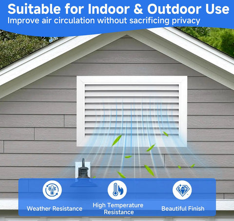 Two Sided Door Vent Cover Aluminum Exterior Vent Shield For Doors And Walls on a house wall, showcasing airflow and resistance features.