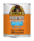Patch And Seal Liquid Rubber Waterproof Sealant White 32 Ounce Easy To Apply By Brush Roll Trowel Dip Or Pour Seals Out Water Air And Moisture For Leaks In Roofs Basements And Pipes in a cylindrical can with Gorilla logo