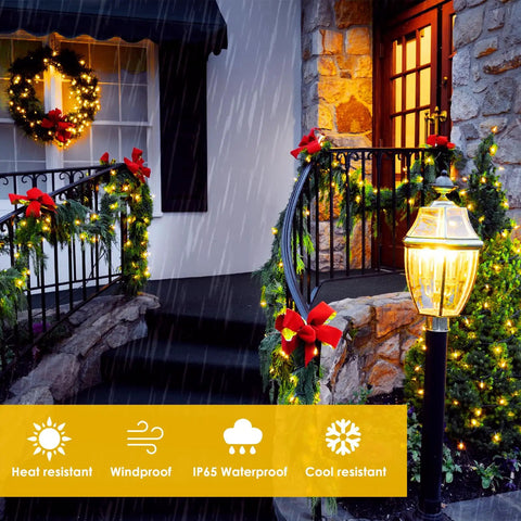 Extra Long 144 Ft Solar String Lights Outdoor 2 Pack 400 LED Copper Wire With 8 Modes Waterproof IP65 Warm White Fairy Lights decorate stairs