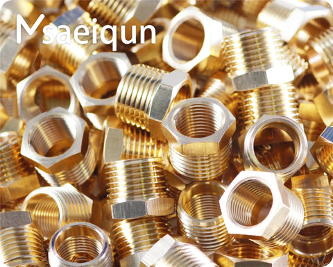 Brass Hex Bushing Reducer Pipe Fittings Set For DIYs And Pros Connects One Half NPT Male To Three Eighths NPT Female Adapters