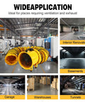 12 Inch High Velocity Blower Fan With 16 Ft Flexible Duct Hose in industrial settings illustrating wide application areas