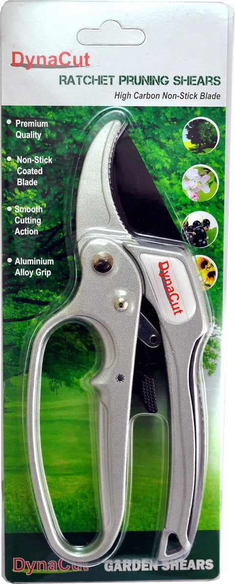 Ratcheting Pruning Shears 8 Inch Heavy Duty Garden Pruner With Anvil Cutter for Thick Branches Up To 20mm, in packaging