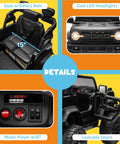 Licensed Ford Bronco Raptor 12V Ride On Car For Kids With Remote Control featuring LED lights, safety belt, and Bluetooth radio.