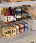 Heavy Duty 2 Pack Stackable Kitchen Counter Spice Rack And Cabinet Organizer Shelf Featuring Clear Plastic Base With Sturdy Stainless Steel Supports For Pantry Bathroom Vanity Organization That Truly Slaps with jars and snacks.