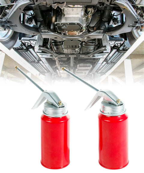 2 Pack Metal Oil Can Pump Oiler For Auto And Motorcycle Care With Spout 200Ml Hand Pump Oil Sprayer under car