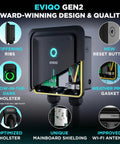 Level 2 EV Charger 40 Amp 240V J1772 For Non Tesla EVs with internal components and features highlighted.
