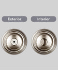 Interior Privacy Door Knob Lock For Bedroom Or Bathroom With Microban Protection Keyless Inside Lock Satin Nickel Finish No Fuss Easy DIY Install On Standard Doors Privacy You Can Trust And Quiet Operation exterior and interior view