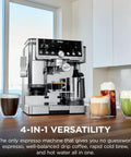 Luxe Café Pro Series 4 In 1 Espresso Machine With Built In Grinder And Integrated Tamper, displayed on a kitchen counter.