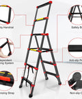 5-Foot Aluminum Telescoping A-Frame Ladder with non-slip cap and safety features for home use