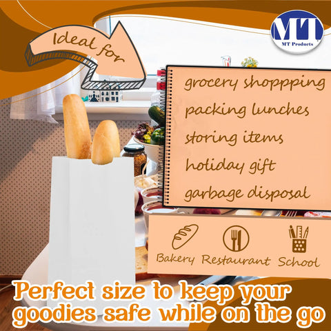 White Paper Bags 8 Lb Capacity, Disposable Lunch Bags For Takeout, Bakery And Store Use, Pack Of 1000 next to kitchen items