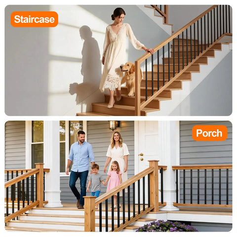 30 Pack 32 Inch Black Aluminum Deck Balusters Heavy Duty Railing Spindles For Porch, stair and porch with heavy duty balusters.