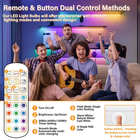 Remote control for Rechargeable Light Bulb With Remote Timer And 15 Color Options Battery Operated Magnetic Puck LED Bulb for Wall Sconce.