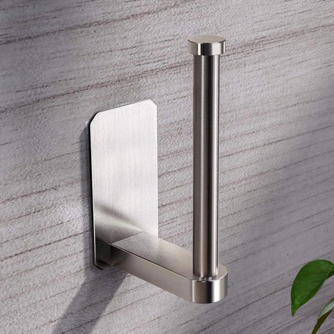 Self Adhesive Toilet Paper Holder No Drill Wall Mount Stainless Steel Brushed Finish stick on bathroom roll holder side view