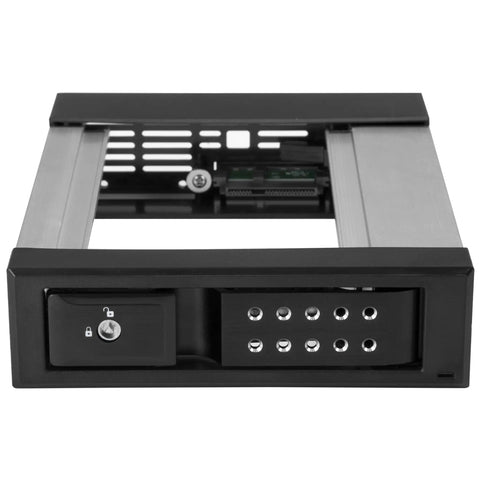 Trayless 5.25 Inch To 3.5 Inch Drive Bay For SATA And SAS HDDs And SSDs Aluminum Enclosure Hot Swap Ready front view
