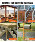 Various uses of Adjustable 8 By 8 Post Base Bracket Set, Stainless Steel Post Anchor for deck posts, railings, pergolas, mailboxes.
