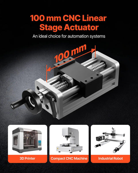 Precision Linear Stage Actuator With 100 mm Stroke For CNC Routers And 3D Printers X Y Z Axis Dual Ball Screw And Dual Guide Rails Handwheel