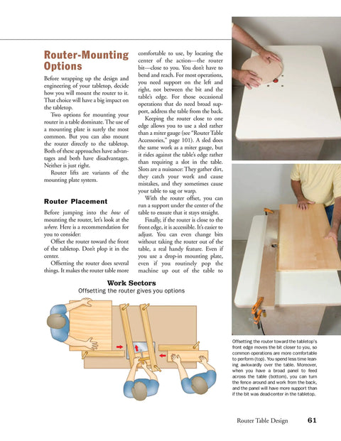 Router Mastery For Woodworkers: Pro Techniques, Jigs, And Edge Work You Can Use Right Now, Revised And Updated Guide To Surfacing, Joint Edges, Moldings, Curve Cuts, And Shaping Furniture Parts. page on router table placement and mounting
