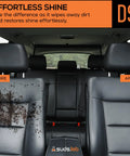 Car seat before and after cleaning with Microfiber Detailing Scrub Pads 2 Pack For Car Interior Cleaning And Detailing.