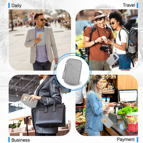 Go-To Passport Wallet With RFID Blocking, Waterproof Travel Organizer for daily, travel, business, payment use
