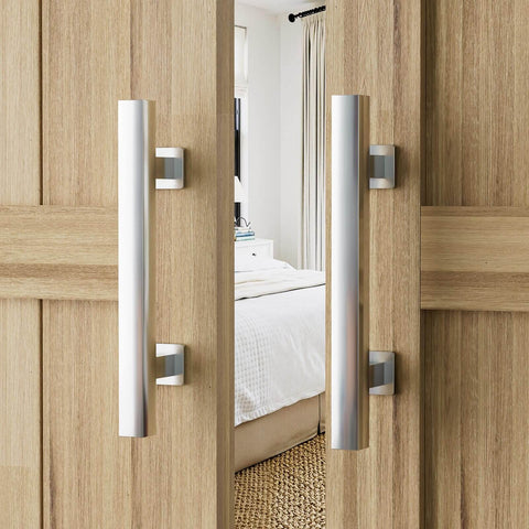 Installed Stainless Steel Barn Door Handles 10 Inch Sliding Door Pull Flush Handle Double Sided Square Brushed Finish Tough As Nails