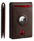 AirTag Compatible Slim RFID Blocking Leather Wallet For Men, Bifold Card Holder With Bill Compartment, 11 Card Slots