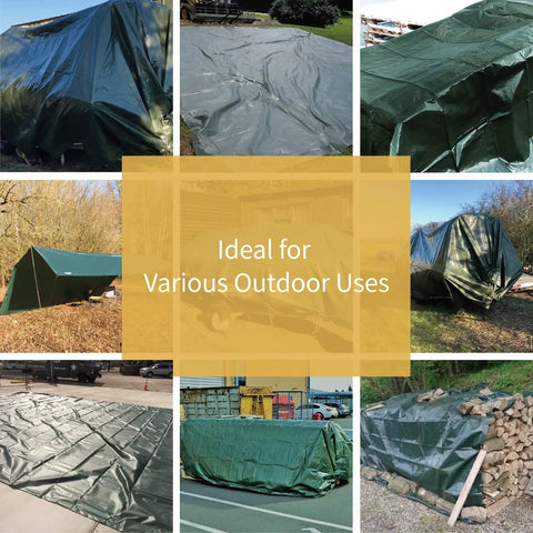 Heavy Duty Green Silver Poly Tarp Cover 10x20 Feet Waterproof 16mil Tarpaulin With Grommets Reinforced Edges in various outdoor uses