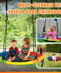40 Inch Saucer Tree Swing For Kids Outdoor Fun With Waterproof Textilene Fabric Easy Assembly 500 Lb Weight Capacity