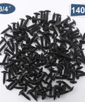 Image of Size Eight Wood Screws Set, 140 Pieces, 3/4 Inch Modified Truss Head, Phillips Drive, Black Finish, rust-resistant screws.