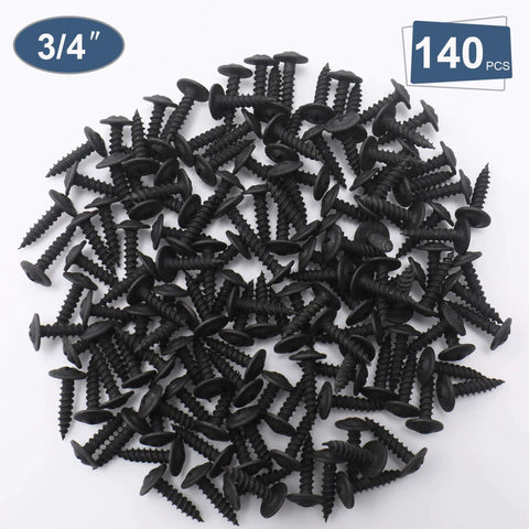 Image of Size Eight Wood Screws Set, 140 Pieces, 3/4 Inch Modified Truss Head, Phillips Drive, Black Finish, rust-resistant screws.