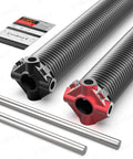 Pair Of 2 Inch Garage Door Torsion Springs With Non-Slip Winding Bars, Coated Steel, 18,000 Cycle Rating, stationary and winding cones