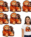 Monkey Vibe DTF Transfers Set For T Shirts Ready To Press Heat Vinyl Stickers featuring monkey pair graphic on white shirt