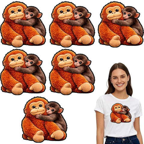 Monkey Vibe DTF Transfers Set For T Shirts Ready To Press Heat Vinyl Stickers featuring monkey pair graphic on white shirt