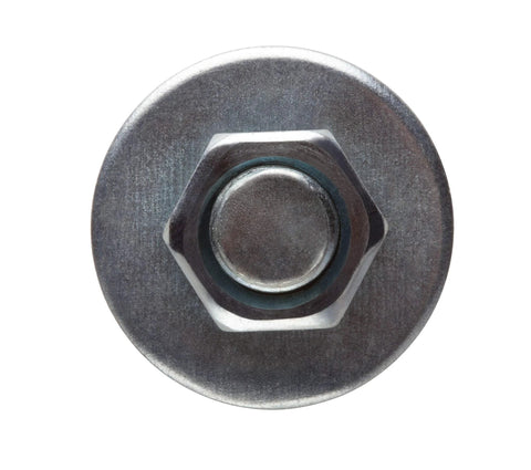 Top view of a zinc plated hex sleeve anchor, showing bolt head, part of the 3/8 Inch By 1-7/8 Inch pre-assembled pack for concrete masonry.