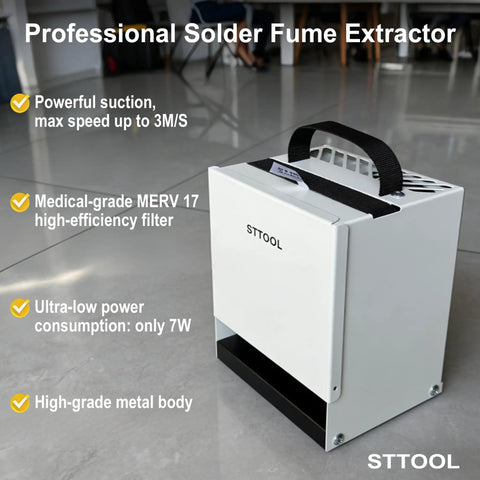 Upgraded Solder Fume Extractor With High Suction And HEPA Filtration Portable Smoke Purifier for Soldering Stations in white