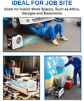 Air Mover Blower Fan With Three Speeds And Two AC Outlets in garage, workshop, and job site settings